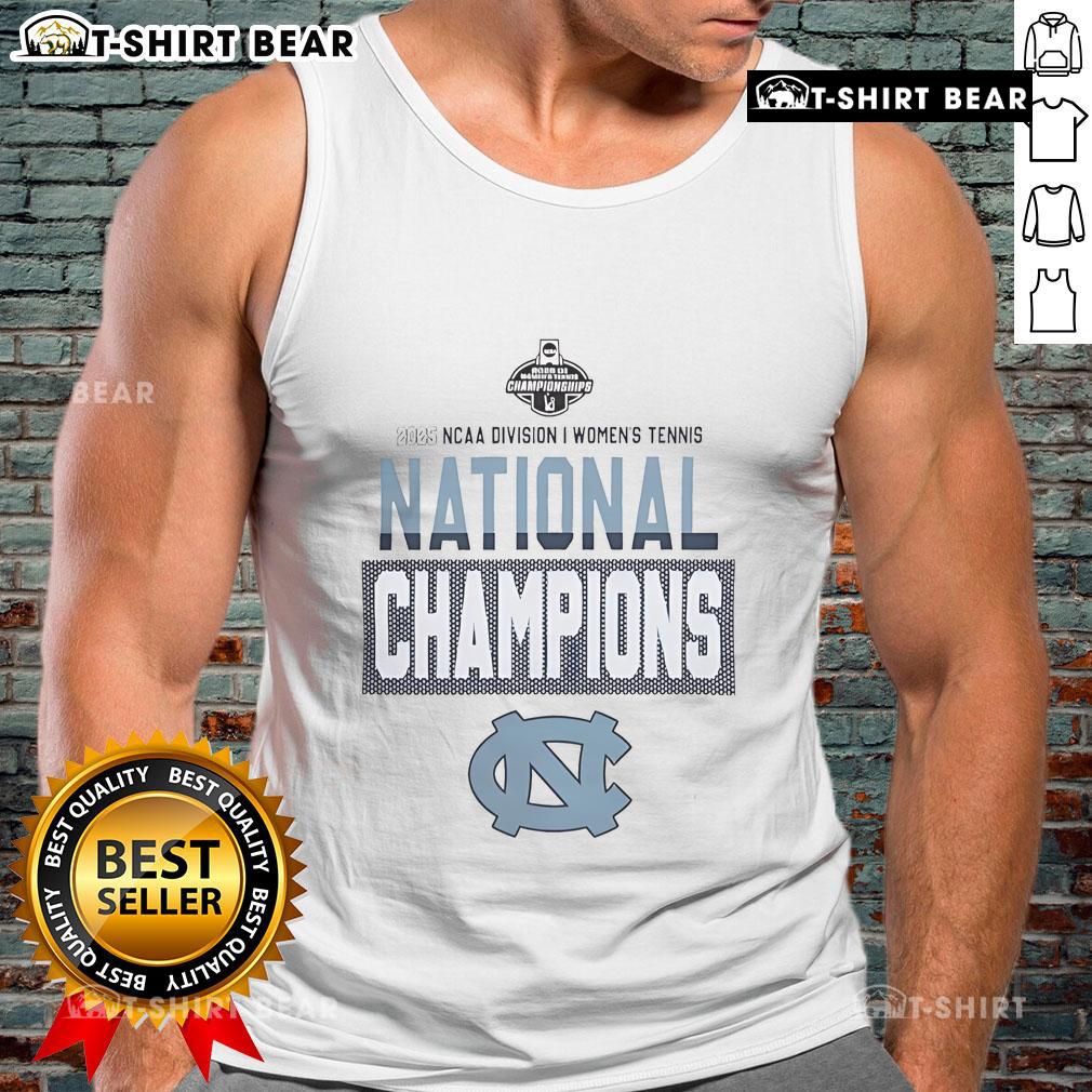 Top North Carolina Tar Heels 2025 NCAA DI Women's Tennis National Champions tank top displayed in vibrant colors.
