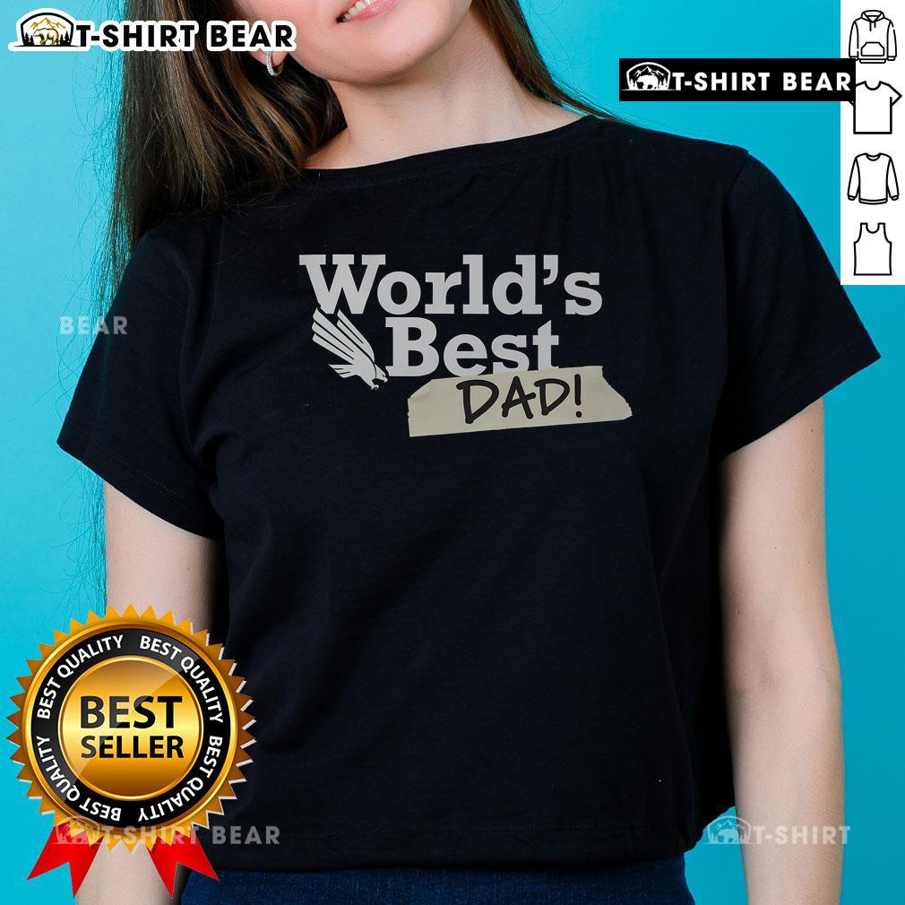 Alt Text: Top North Texas Mean Green World's Best Dad ladies tee in vibrant green, perfect for proud fathers and fans.