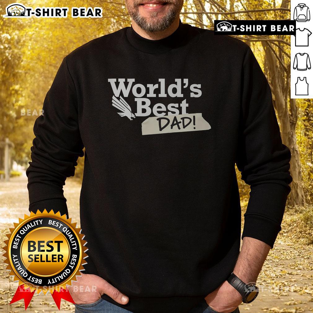 Top North Texas Mean Green World's Best Dad sweatshirt in vibrant green, perfect gift for proud fathers.