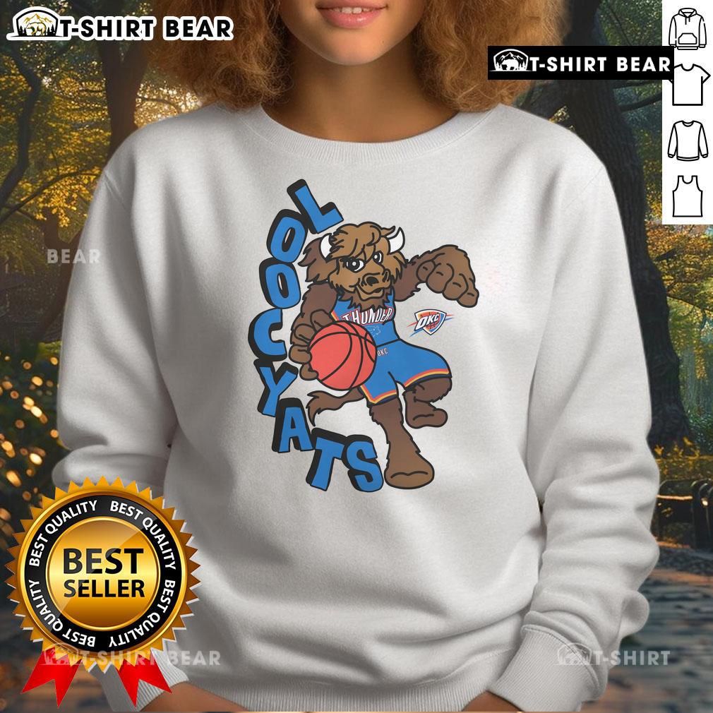 Staycool mascot sweatshirt featuring Oklahoma City Thunder essentials for NBA fans, perfect for game day attire.