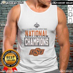 Top Oklahoma State University 2025 NCAA DI Women's Tennis National Champions tank top design featuring school colors.