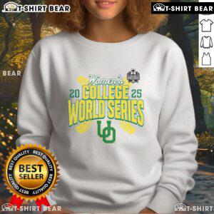 Oregon Ducks 2025 NCAA Softball Women's College World Series sweatshirt design in green and yellow colors.