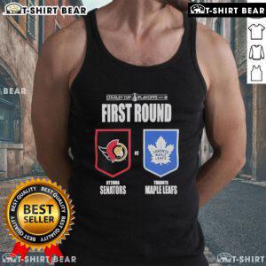 Top Ottawa Senators vs Toronto Maple Leafs 2025 Stanley Cup Playoffs tank top featuring team logos and vibrant colors.