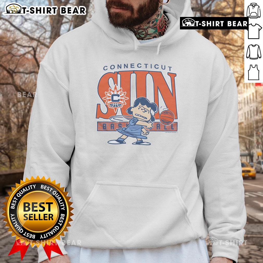 Top Peanuts Lucy X Connecticut Sun hoodie featuring vibrant colors and playful design, perfect for fans and collectors.