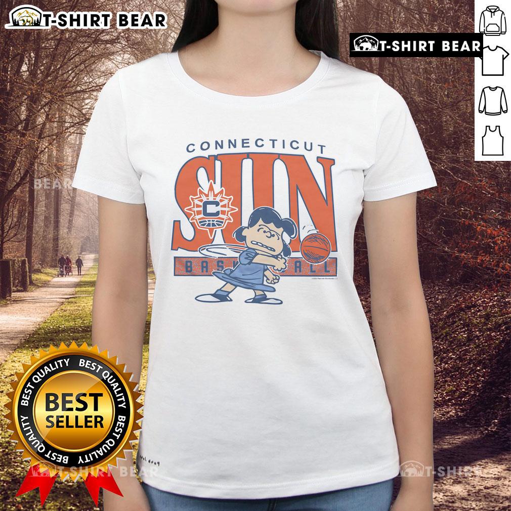 Top Peanuts Lucy X Connecticut Sun ladies tee featuring vibrant graphics and a comfortable fit for fans.
