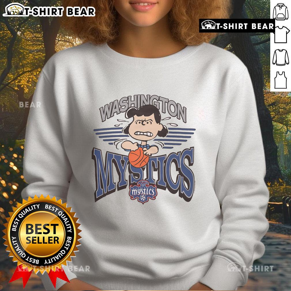 Top Peanuts Lucy X Washington Mystics sweatshirt featuring vibrant graphics and a comfortable fit for fans.