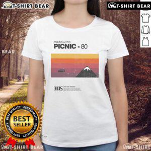 Top Picnic 80 VHS Holiday Season Ladies Tee featuring a vibrant retro design for festive outdoor gatherings.
