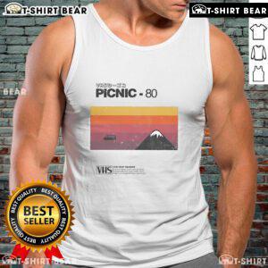 Top Picnic 80 VHS holiday season tank top featuring retro design and vibrant colors, perfect for summer outings.