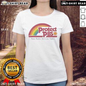 Top Protect PBS Rainbow Keep Public Service Public Ladies Tee showcasing vibrant colors and stylish design for supporters.