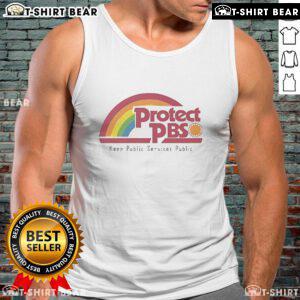 Top Protect PBS Rainbow Keep Public Service tank top featuring vibrant colors and a bold design promoting public service.