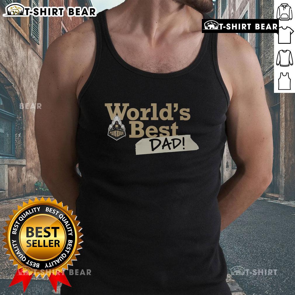 Top Purdue Boilermakers World's Best Dad tank top featuring team colors and logo, perfect for proud dads and fans.
