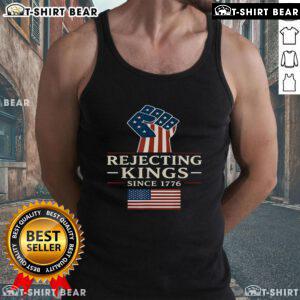 Top Rejecting Kings Since 1776 tank top featuring an American flag design, perfect for patriotic fashion enthusiasts.