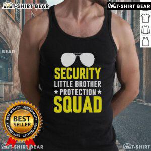 Alt Text: Top Security Little Brother Protection Squad tank top featuring a playful design for kids' summer fashion.