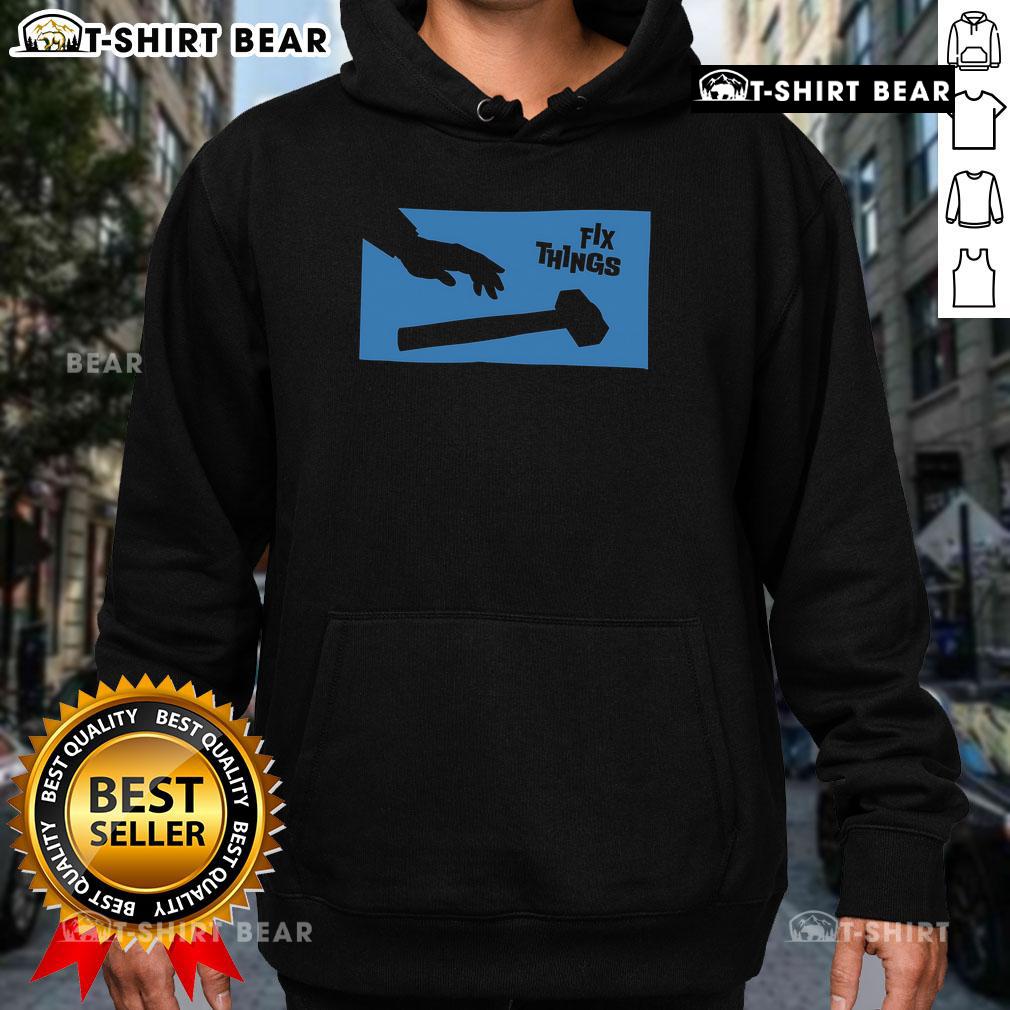 Top Sir Fix A Lot hoodie featuring a hammer graphic, perfect for DIY enthusiasts and home repair lovers.