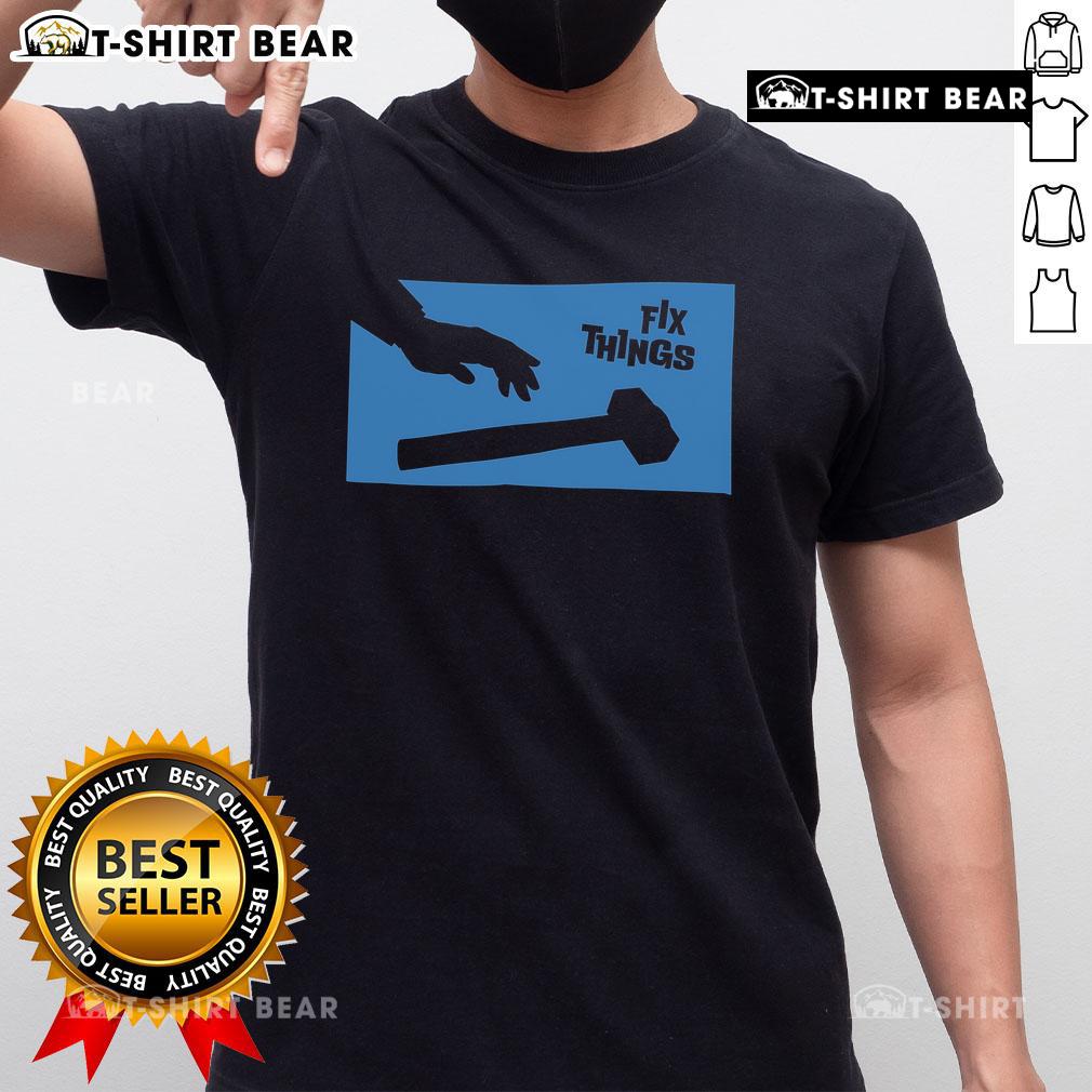 Top Sir-Fix-A-Lot Fix Things Hammer T-Shirt featuring a playful design, perfect for DIY enthusiasts and handymen.