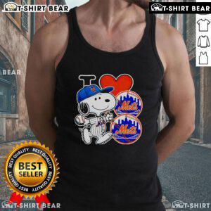 Top Snoopy I Love New York Mets tank top featuring iconic cartoon character and vibrant team colors for baseball fans.