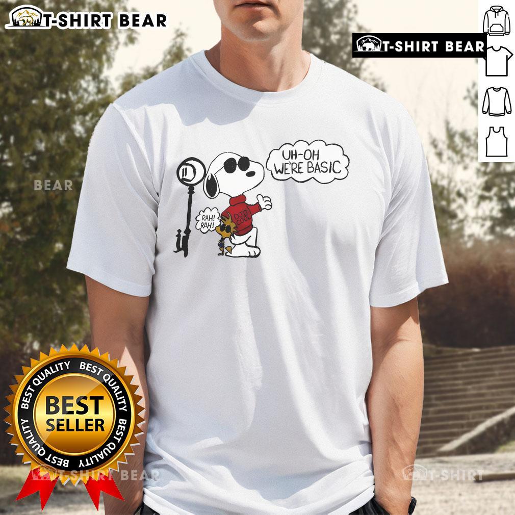 Top Snoopy Uh Oh We're Basic T-Shirt featuring a playful Snoopy design, perfect for casual, stylish outfits.