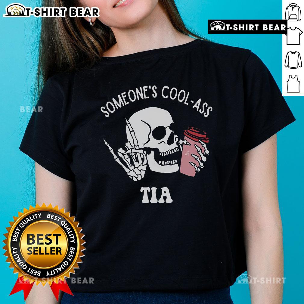 Alt Text: Cool Auntie Club skull skeleton graphic tee for ladies, featuring a stylish design perfect for proud cool aunts.