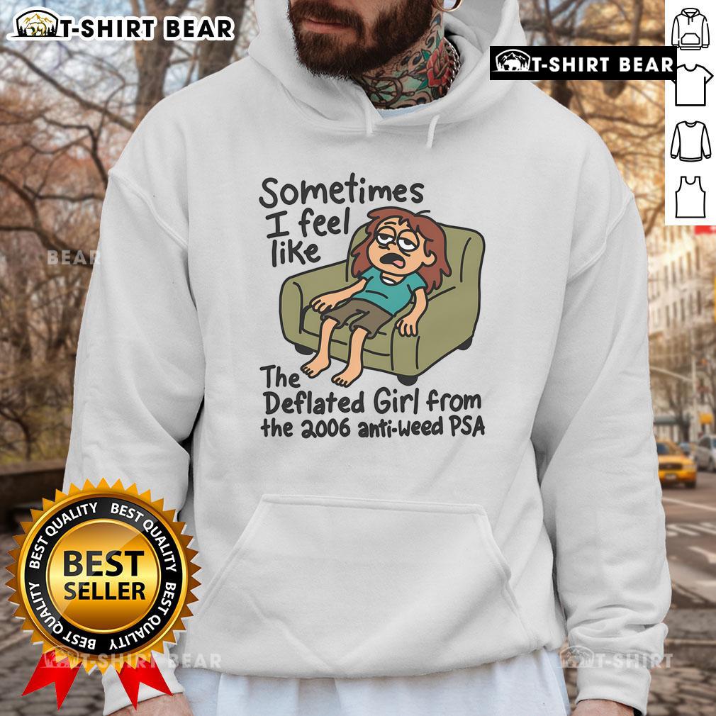 Deflated girl from 2006 anti-weed PSA hoodie, expressing feelings of sadness and defeat, illustrating the campaign's message.
