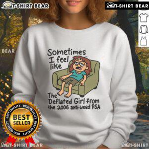 Deflated girl from 2006 anti-weed PSA sweatshirt design, capturing a unique blend of humor and social commentary.