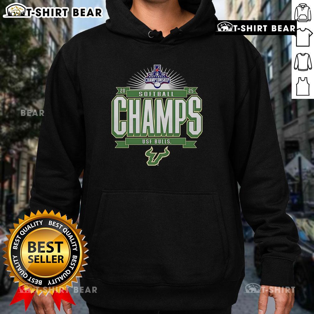 Top South Florida Bulls 2025 AAC Softball Conference Tournament Champions hoodie featuring team colors and logo.