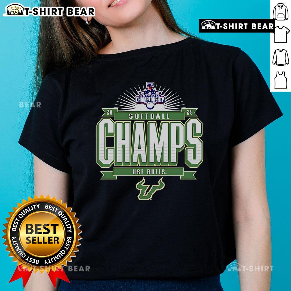 Top South Florida Bulls 2025 AAC Softball Conference Tournament Champions ladies tee showcasing team pride and victory.