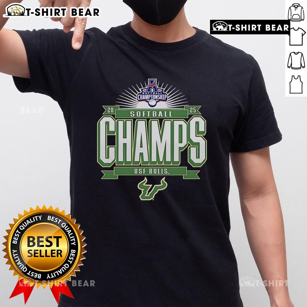 Alt Text: Top South Florida Bulls 2025 AAC Softball Conference Tournament Champions T-Shirt design featuring team colors and logo.