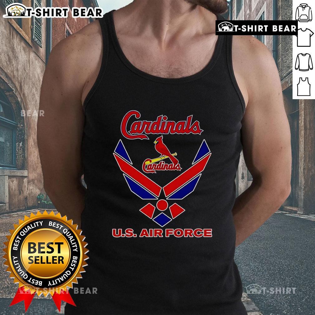 Men's tank top featuring the US Air Force logo and St. Louis Cardinals design for fans and sports enthusiasts.