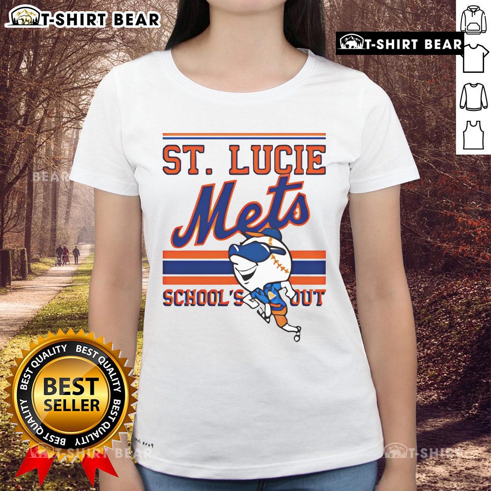 Top St. Lucie Mets Schools Out Ladies Tee featuring vibrant team graphics and comfortable fit for fans.