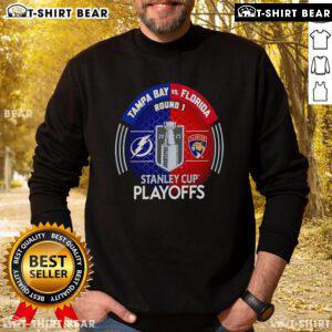 Top Tampa Bay Lightning vs Florida Panthers 2025 Stanley Cup Playoffs sweatshirt featuring team logos and playoff graphics.