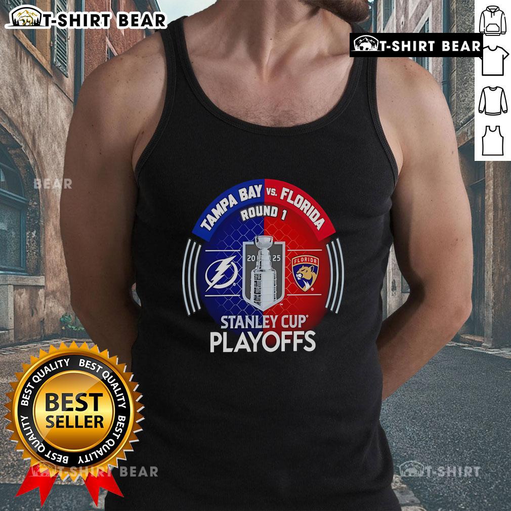 Top Tampa Bay Lightning vs Florida Panthers 2025 Stanley Cup Playoffs hockey tank top featuring team logos and vibrant colors.