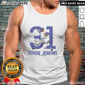 Top Team brown Fergie Jenkins Baseball Hall of Fame member signature tank top, perfect for baseball fans and collectors.