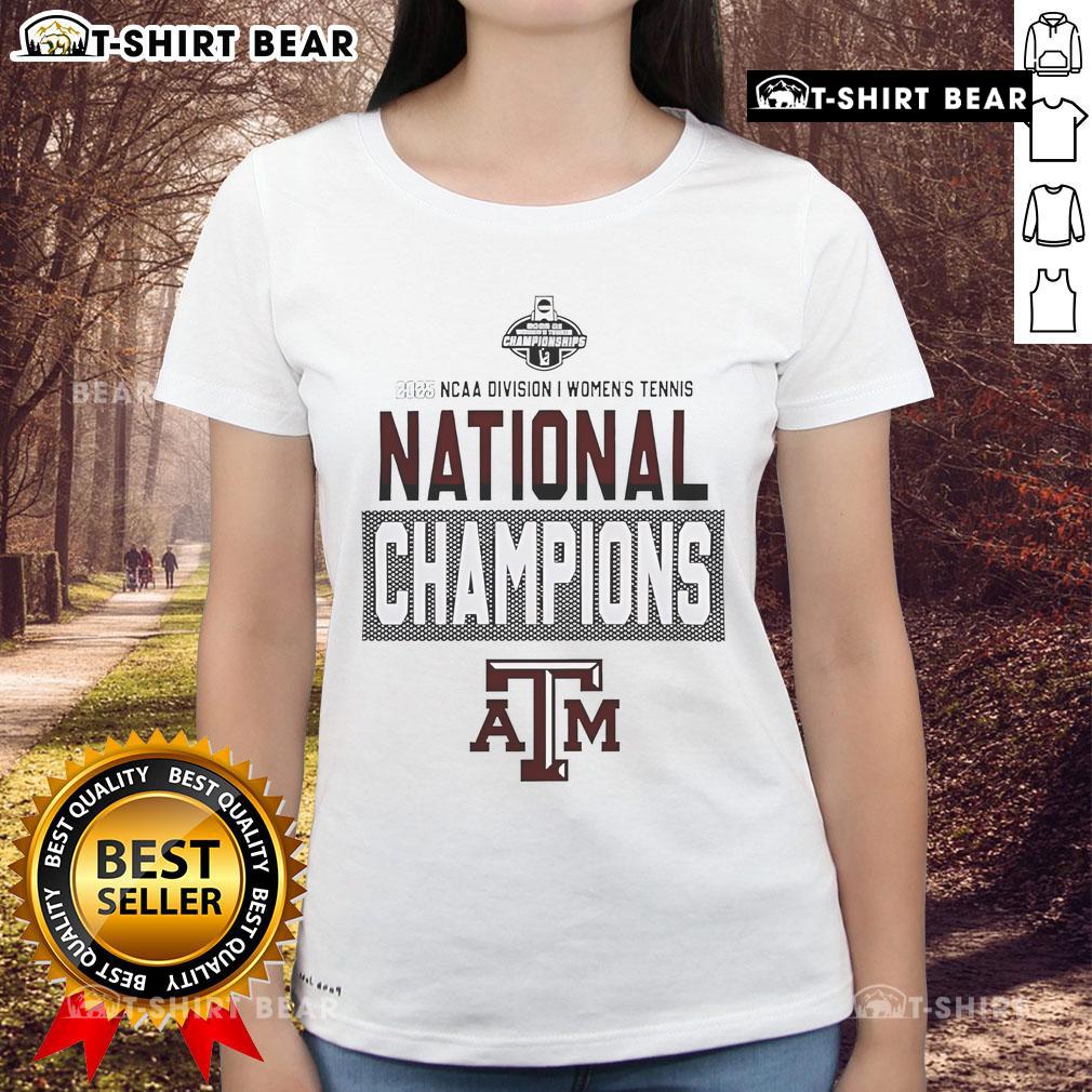 Alt Text: Top Texas A&M Aggies 2025 NCAA DI Women's Tennis National Champions Ladies Tee showcasing team pride and victory.