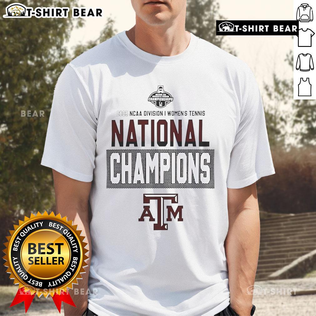 Top Texas A&M Aggies 2025 NCAA DI Women's Tennis National Champions T-Shirt design featuring team colors and logo.