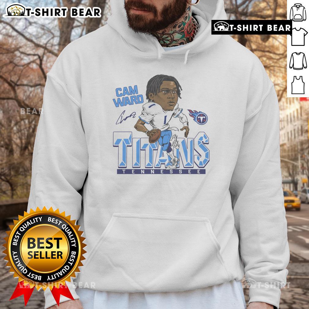 Alt Text: Top Titans Cam Ward Signature Hoodie featuring bold logo and stylish design for fans and collectors.