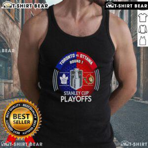 Top Toronto Maple Leafs vs Ottawa Senators 2025 Stanley Cup Playoffs matchup on a hockey tank top design.