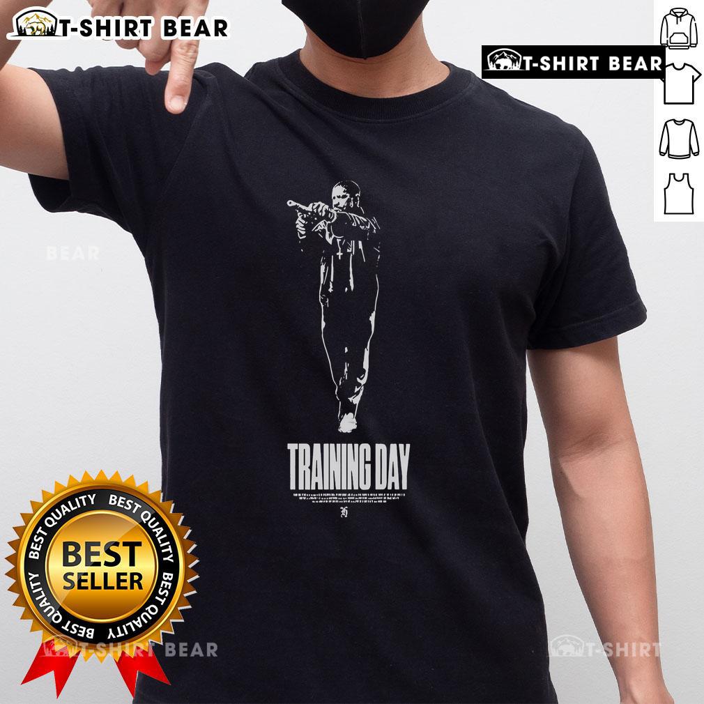 Top Training Day Antoine Fuqua T-Shirt featuring iconic movie graphics and bold colors, perfect for fans of the film.