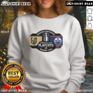 Top Vegas Golden Knights 2025 Stanley Cup Playoffs Round 2 Dueling Pin Sweatshirt showcasing team pride and playoff spirit.