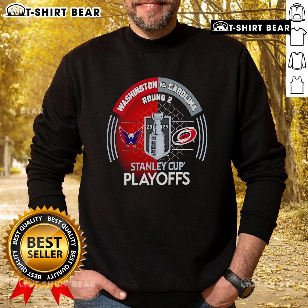 Top Washington Capitals vs Carolina Hurricanes 2025 Stanley Cup Playoffs first round sweatshirt design.