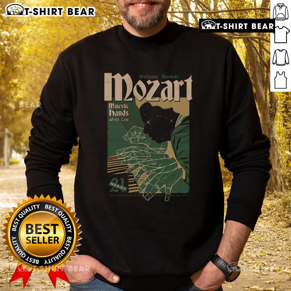 Trendy Top Wolfgang Amadeus Mozart Rock Me Amadeus sweatshirt featuring vibrant design and comfortable fit for music lovers.