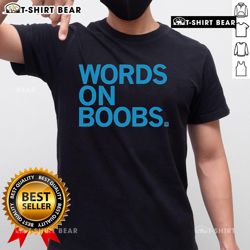 Funny 'Top Words On Boobs' T-Shirt featuring humorous text design, perfect for casual wear and making a statement.