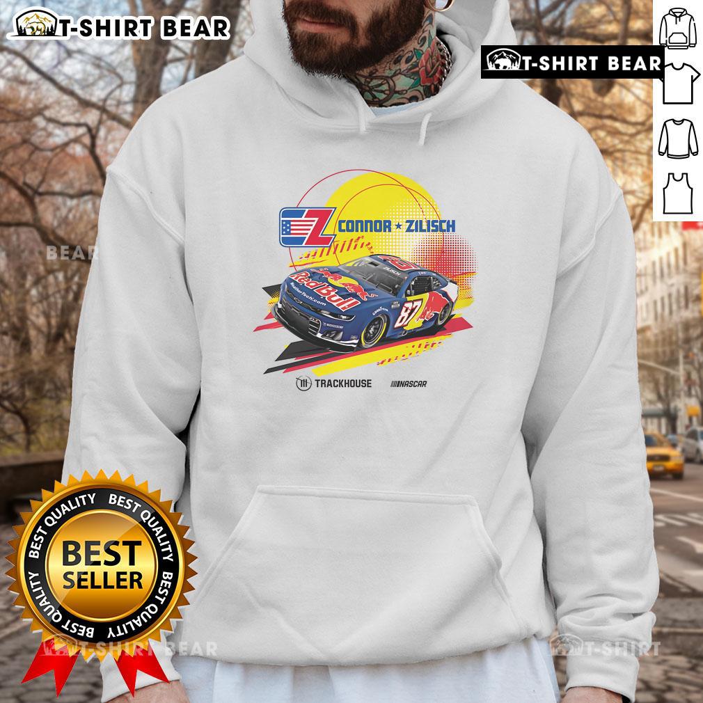 Awesome Connor Zilisch 87 CotA Red Bull Trackhouse NASCAR hoodie featuring vibrant graphics and a stylish design.