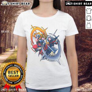 Awesome Sora vs Riku rival battle in Kingdom Hearts featuring a dramatic Keyblade duel on a ladies tee design.