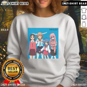 Alt Text: Cute Weezer sweatshirt featuring Ayumu Osaka, Kasuga Noko, and Konata Izumi designs, perfect for fans and cozy style.