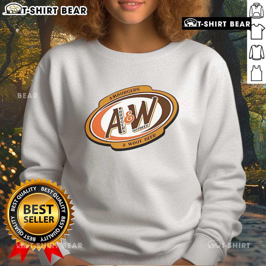 Cozy sweatshirt featuring Good Amburgers and Wootbeer design, perfect for fans of quirky food-themed apparel.