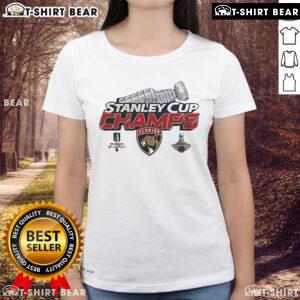 2025 Florida Panthers NHL Champions ladies tee featuring team logo and vibrant colors, perfect for fans and supporters.
