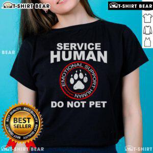 Emotional support human tee featuring a woman with her dog, showcasing good service and companionship.