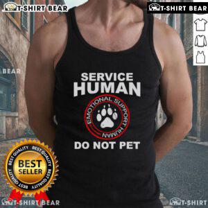 Alt Text: Good service human wearing tank top with dog, showcasing emotional support and the bond between owner and pet.