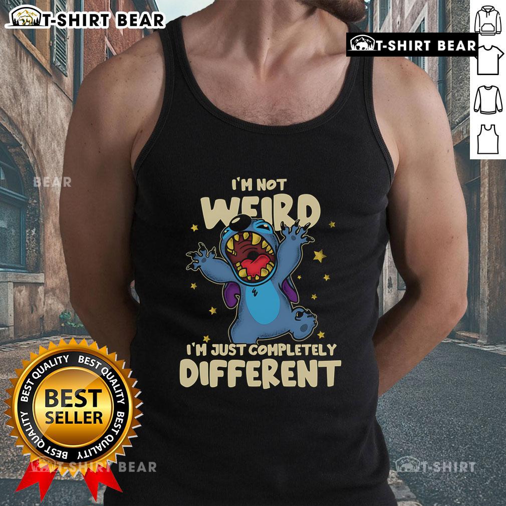 Good Stitch I'm Not Weird I'm Just Completely Different Tank Top in vibrant colors, showcasing a unique and quirky design.