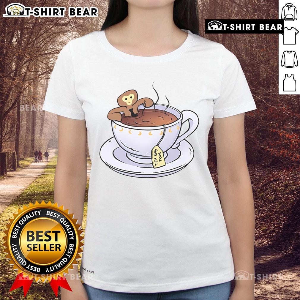 Good Tea Guy Tom X Monke Ladies Tee featuring a vibrant graphic design, perfect for tea lovers and stylish outfits.